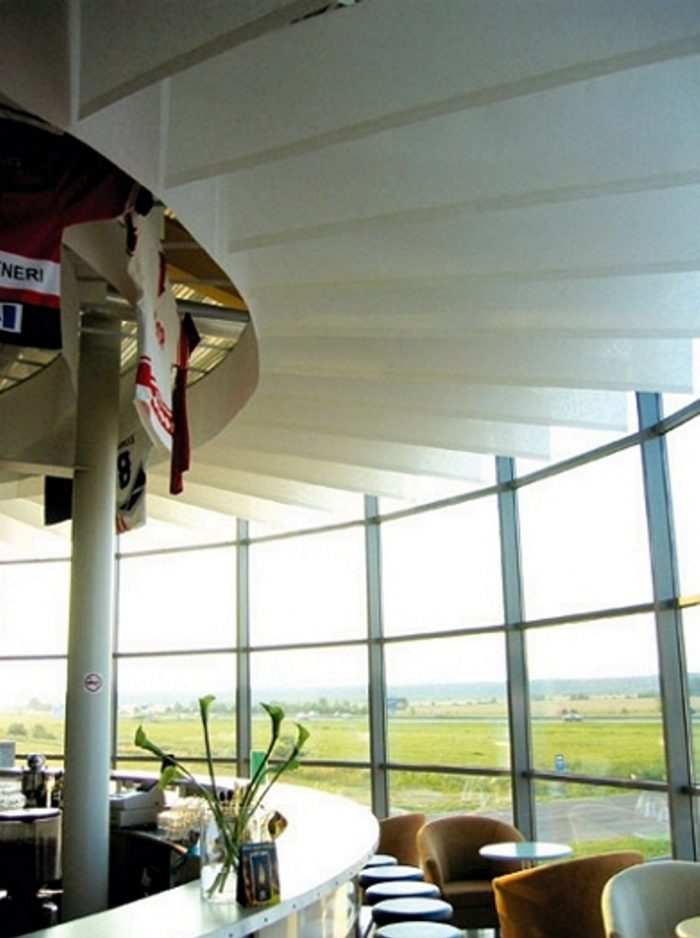 Paper Drop Stripes used in a diner / bar ceiling space